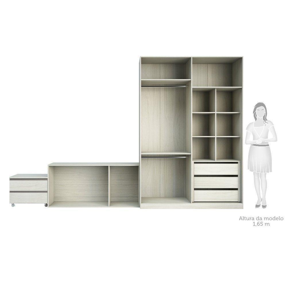 Guarda Roupa Sem Portas, 5 Gavetas, Legno Crema - 3