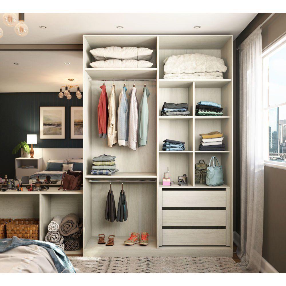 Guarda Roupa Sem Portas, 5 Gavetas, Legno Crema - 8