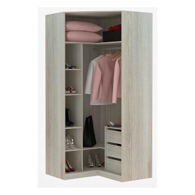 Guarda Roupa Solteiro Canto Diagonal Prime Plus 2 Portas Cinza Puro MDP