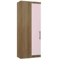 Guarda Roupa De Canto Reto Modulado 90cm 1 Porta Paris Luciane Móveis Avelã Pf Com Rosa Pf - 1