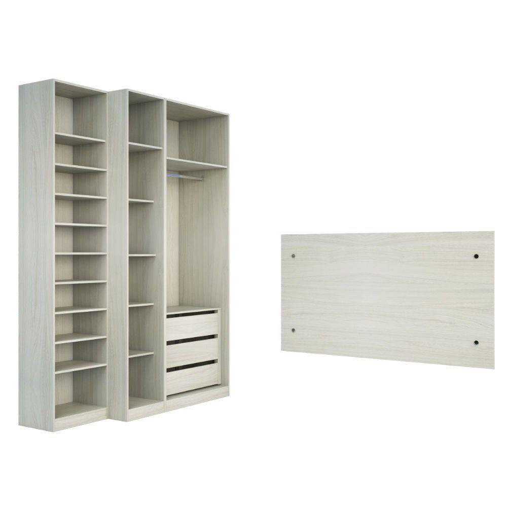 Guarda Roupa, 3 Gavetas, Sapateira E Cabeceira Casal Crema - 6
