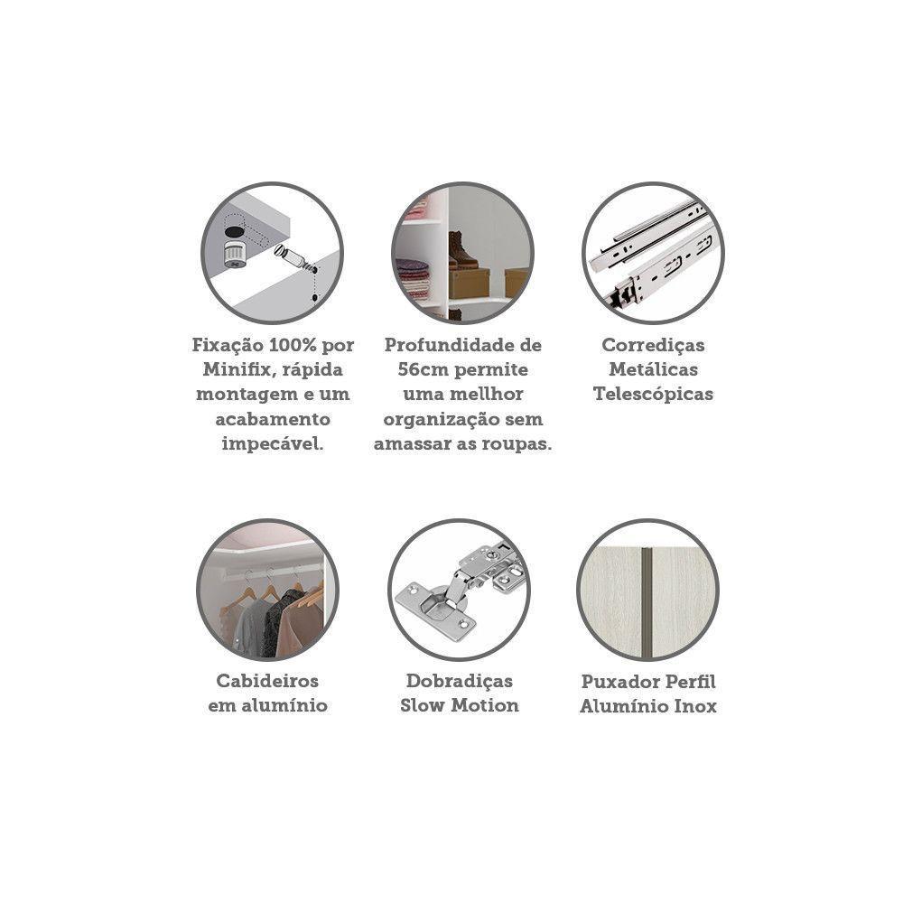 Guarda Roupa Canto 2 Portas 111,9cm Branco Com Legno Crema - 3