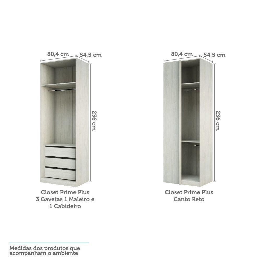 Guarda Roupa Em U Com 6 Gavetas, 5 Cabideiros Legno Crema - 5