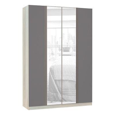 Guarda Roupa Solteiro Prime Plus 4 Portas 3 Gavetas Legno Crema com Cinza Puro