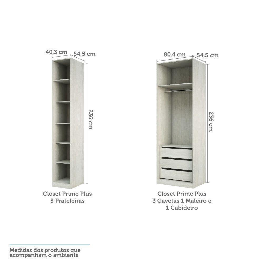 Guarda Roupa Sem Porta, 3 Gavetas, 1 Cabideiro Legno Crema - 4