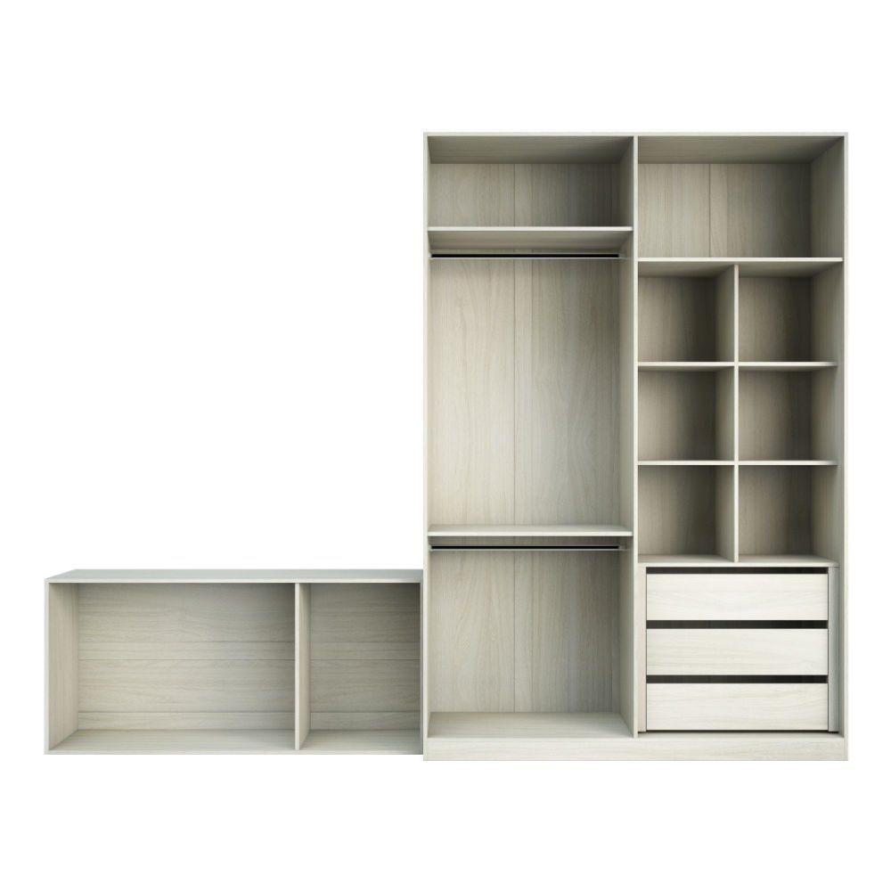 Guarda Roupa Closet, 3 Gavetas, 2 Cabideiros Legno Crema - 6