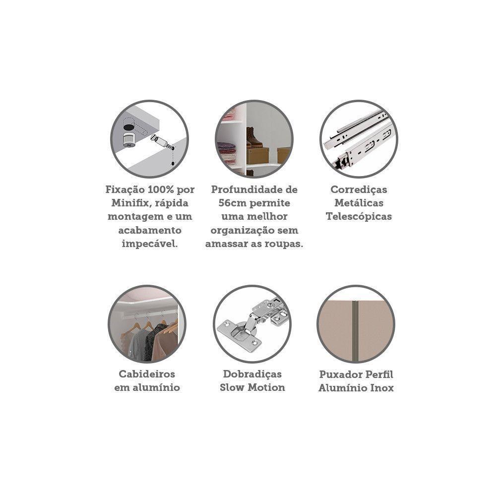 Guarda Roupa Canto 2 Portas 111,9cm Branco Com Connect - 3