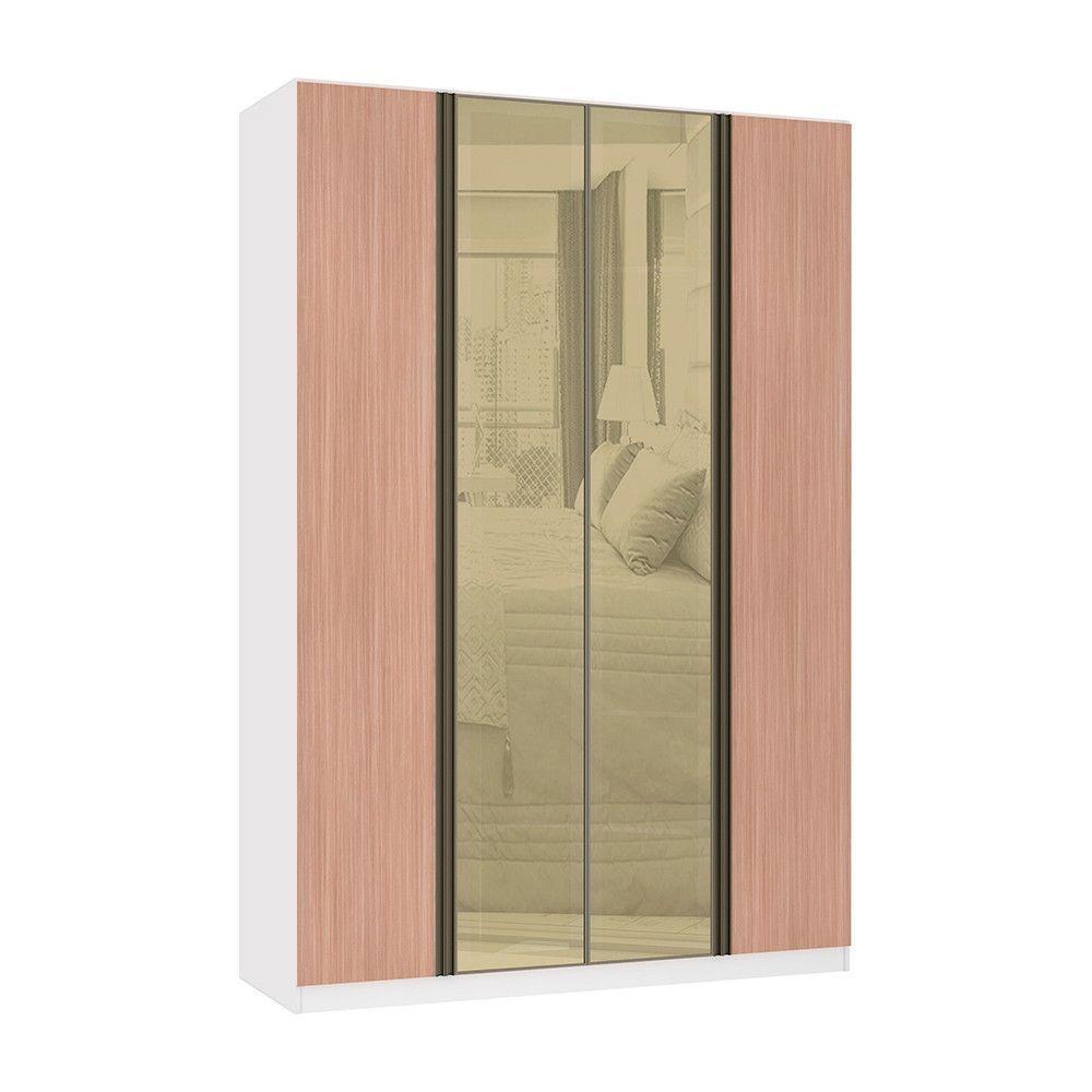 Guarda Roupa 4 Portas 159,2 Cm Bronze Branco Ff Com Cumaru - 1