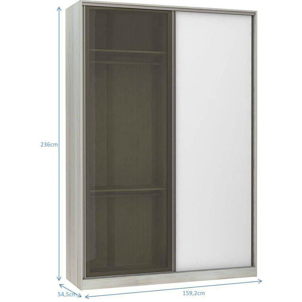 Guarda-roupa 2 Portas De Correr 8 Cm Crema Com Branco Mat - 2
