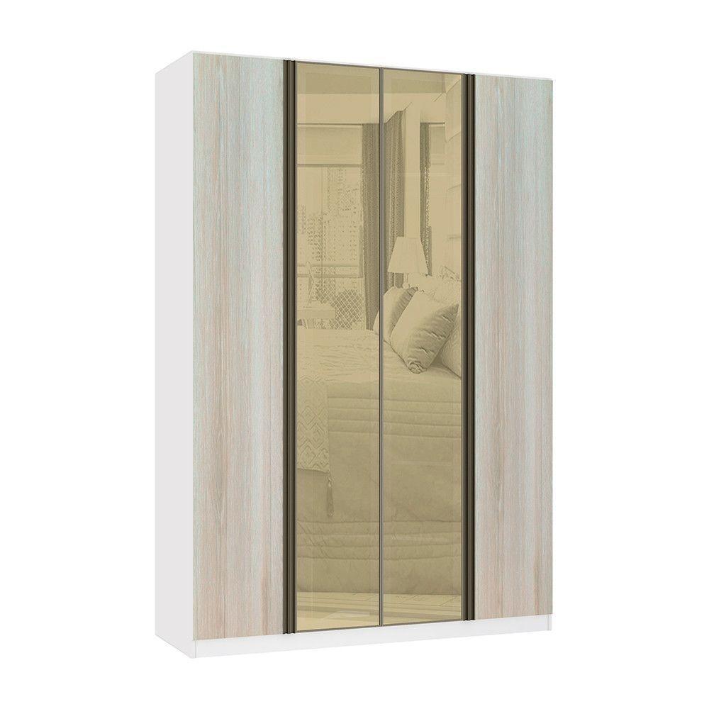 Guarda Roupa 4 Portas 159,2 Cm Branco Com Legno Crema - 1
