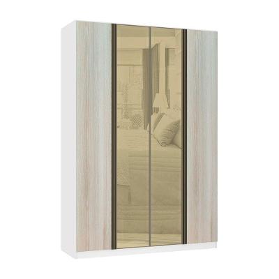 Guarda Roupa Modulado Prime 4 Portas 3 Gavetas Branco MDP com Vidro Reflecta Bronze