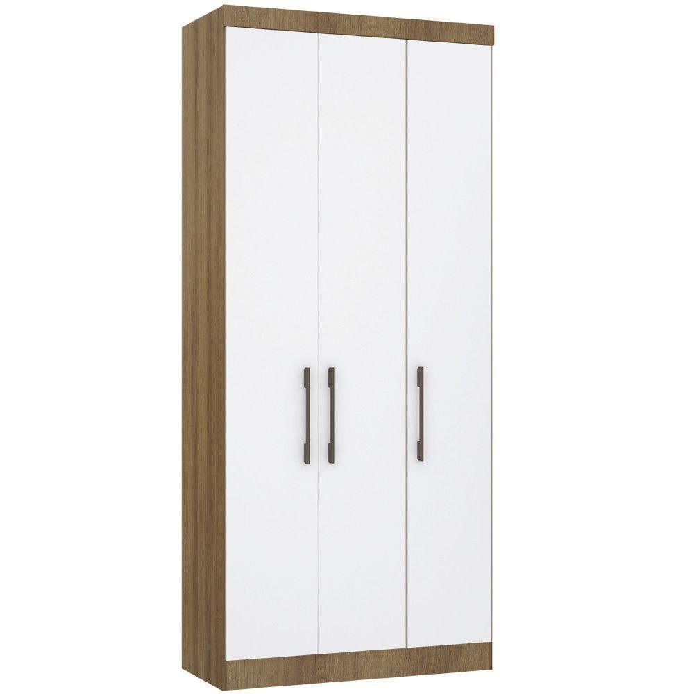 Guarda Roupa Modulado 101,50cm 3 Portas Paris Luciane Móveis Avelã Pf Com Branco Pf - 2