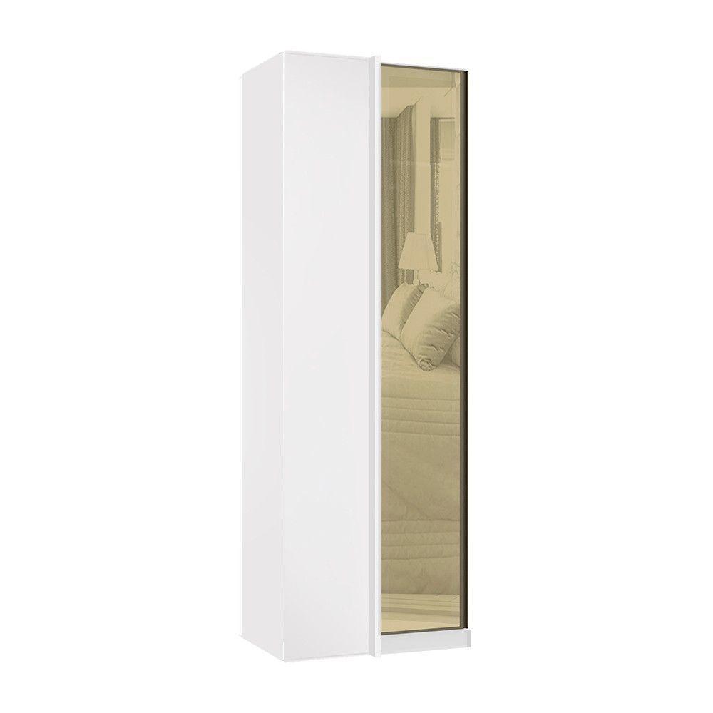 Guarda Roupa Modulado Canto 1 Porta 80cm Branco Bronze - 1