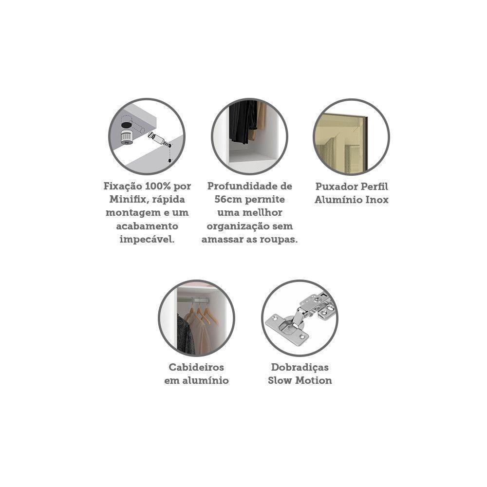 Guarda Roupa Modulado Canto 1 Porta 80cm Branco Bronze - 3