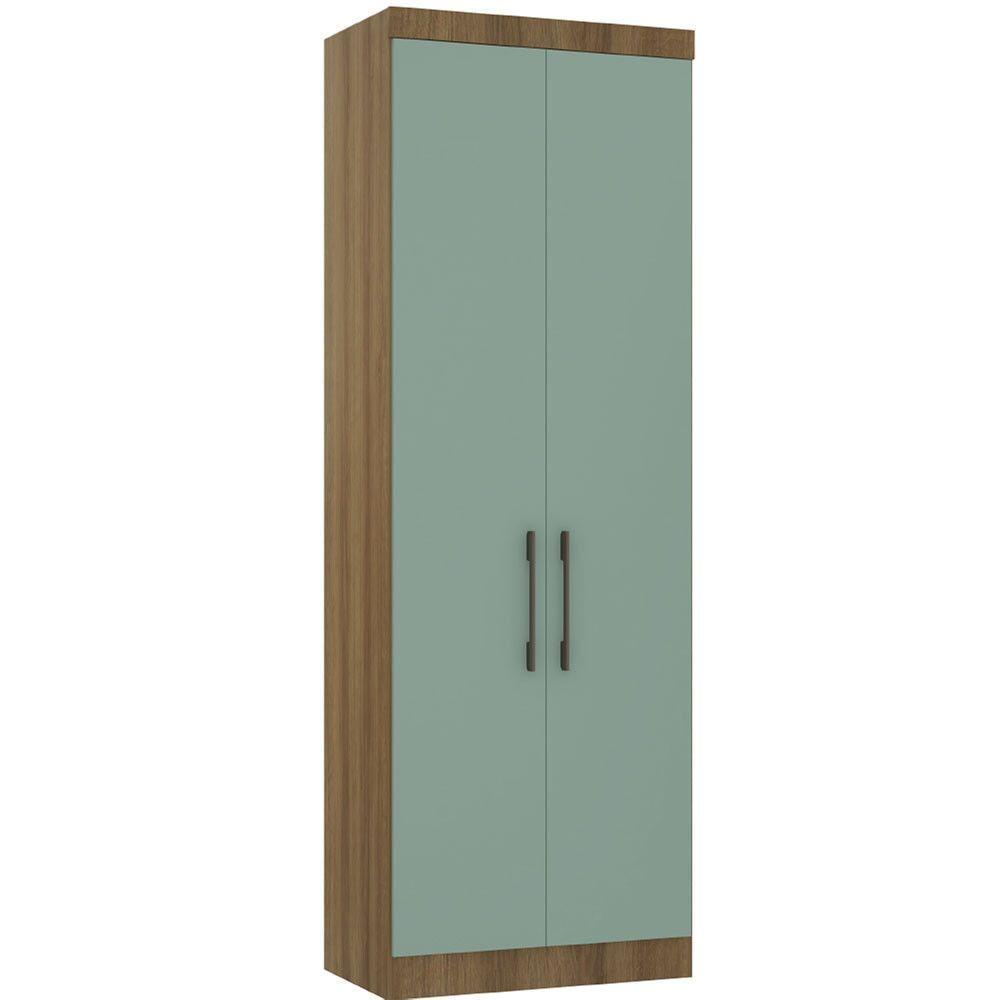 Guarda Roupa Modulado 79cm 2 Portas Paris Luciane Móveis Avelã Pf Com Verde Pf - 1