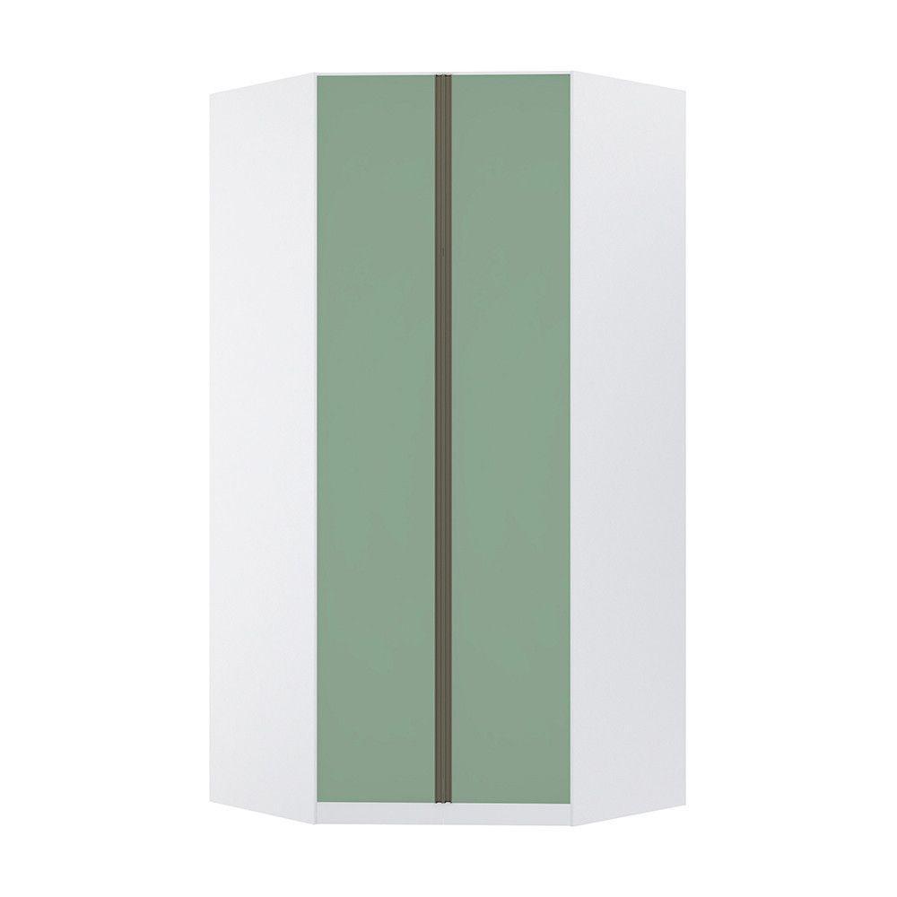 Guarda Roupa Canto 2 Portas 111,9cm Branco Com Verde Jade - 1