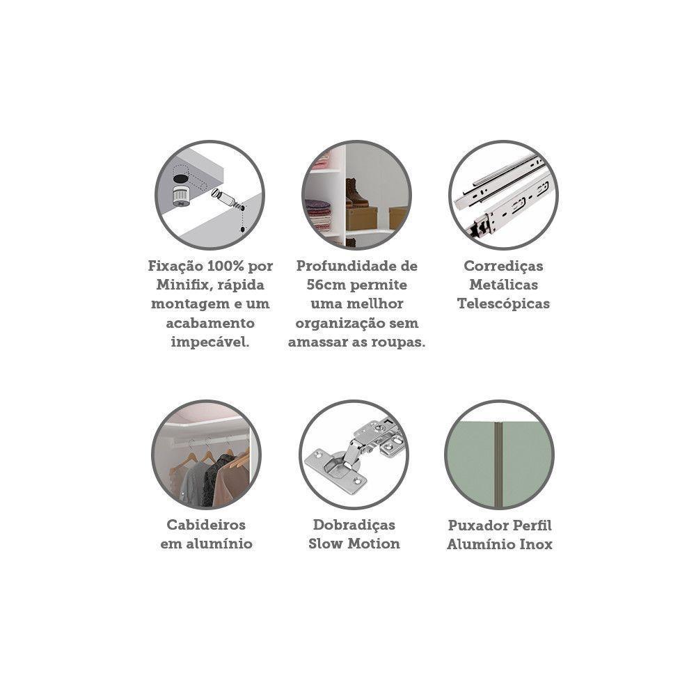 Guarda Roupa Canto 2 Portas 111,9cm Branco Com Verde Jade - 3