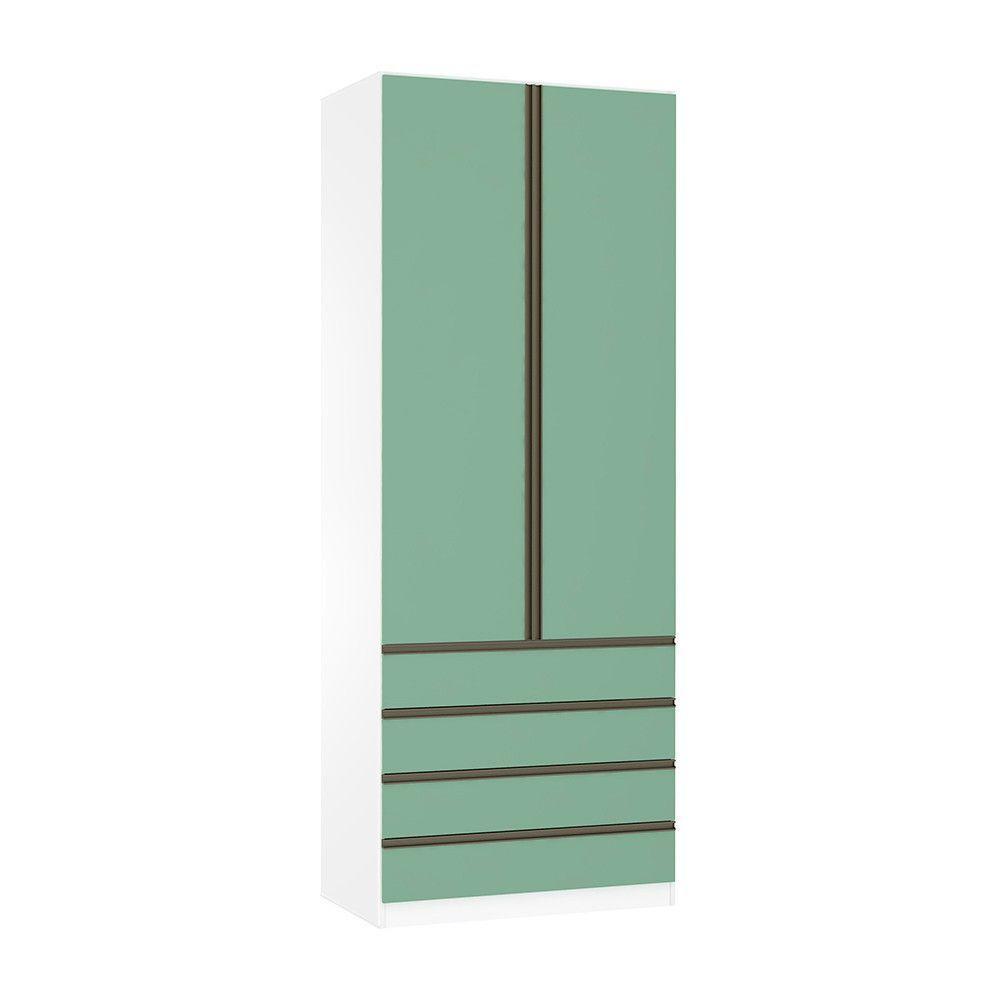 Guarda Roupa 2 Portas 90cm Branco Ff Com Verde Jade - 1