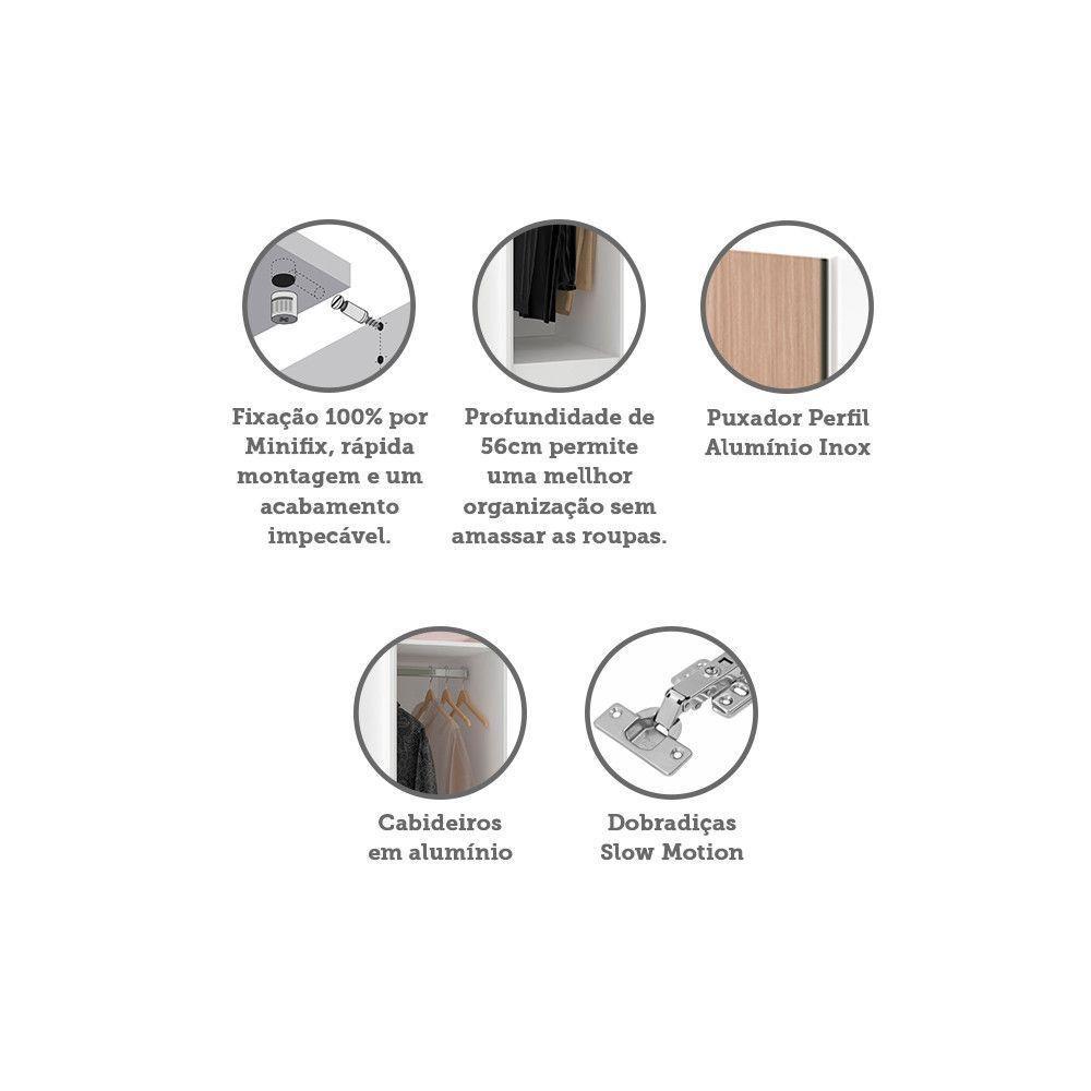 Guarda Roupa Modulado Canto 1 Porta 80cm Branco Com Cumaru - 3