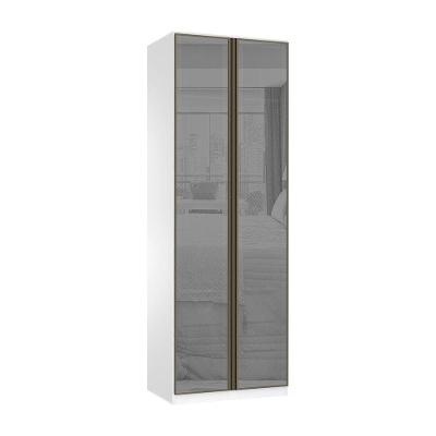 Guarda Roupa Modulado Prime 2 Portas Bater 3 Gavetas Branco F.F. Vidro Reflecta Prata