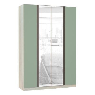 Guarda Roupa Solteiro Prime Plus 4 Portas 3 Gavetas Legno Crema Verde Jade Luciane
