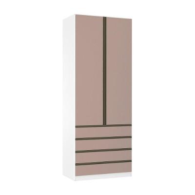 Guarda Roupa Solteiro Prime 2 Portas Bater 4 Gavetas Branco F.F. Luciane Móveis