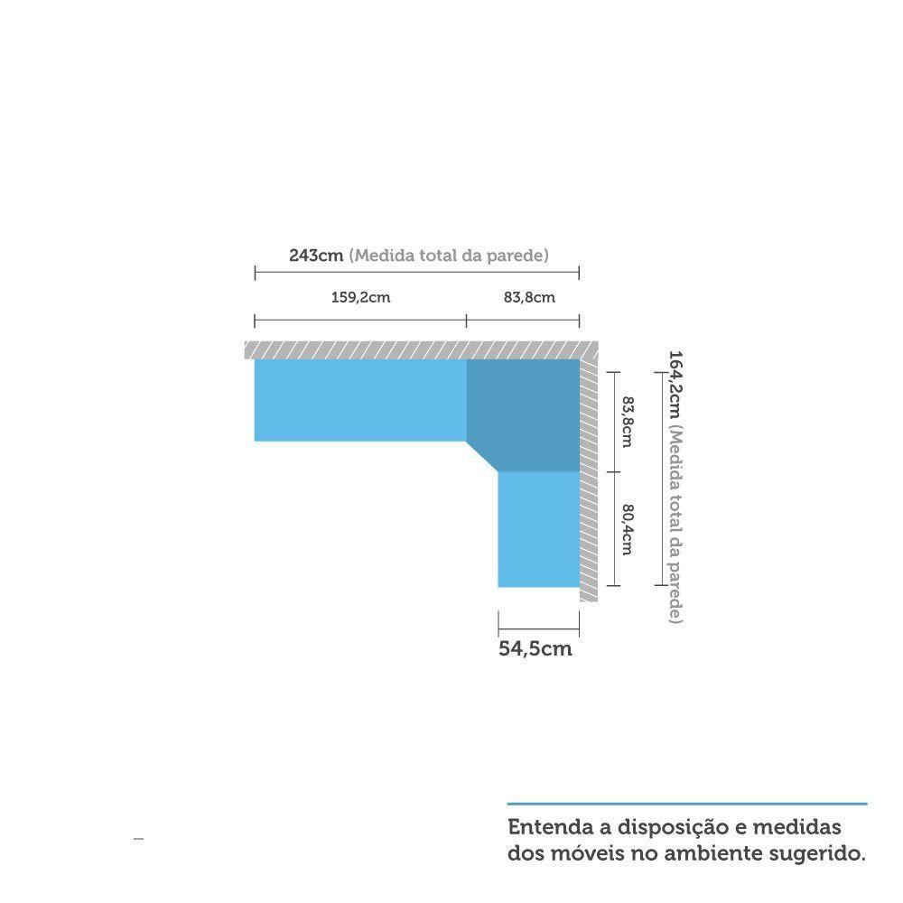 Guarda Roupa Canto 3 Gavetas, 5 Cabideiros Branco Branco - 4