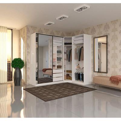 Guarda Roupa Closet de Canto Closet Prime 1 Porta de Correr 3 Gavetas Branco Prime