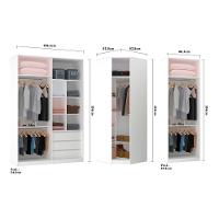 Guarda Roupa Canto 3 Gavetas, 5 Cabideiros Branco Branco - 5