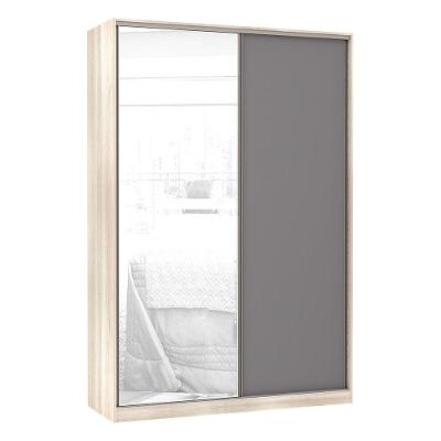 Guarda Roupa Solteiro Prime Plus 2 Portas de Correr 3 Gavetas Legno Crema com Cinza Puro