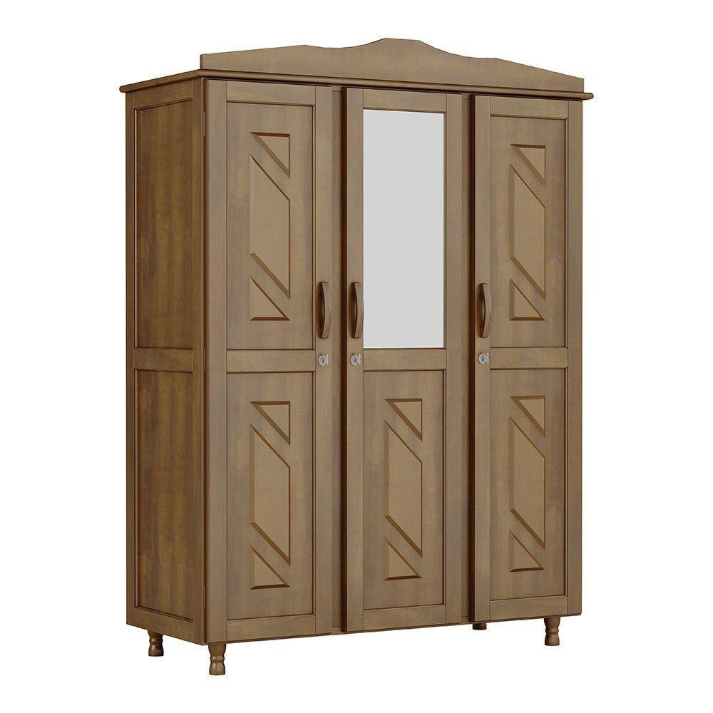 Guarda-roupa Solteiro 3 Portas Espelho 3 Gavetas - 1
