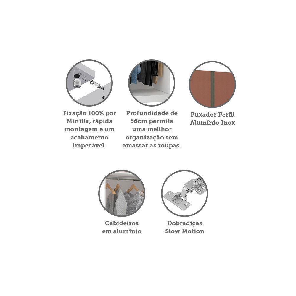 Guarda Roupa 2 Portas 2 Cabideiros 80cm Branco Com Gaia - 3