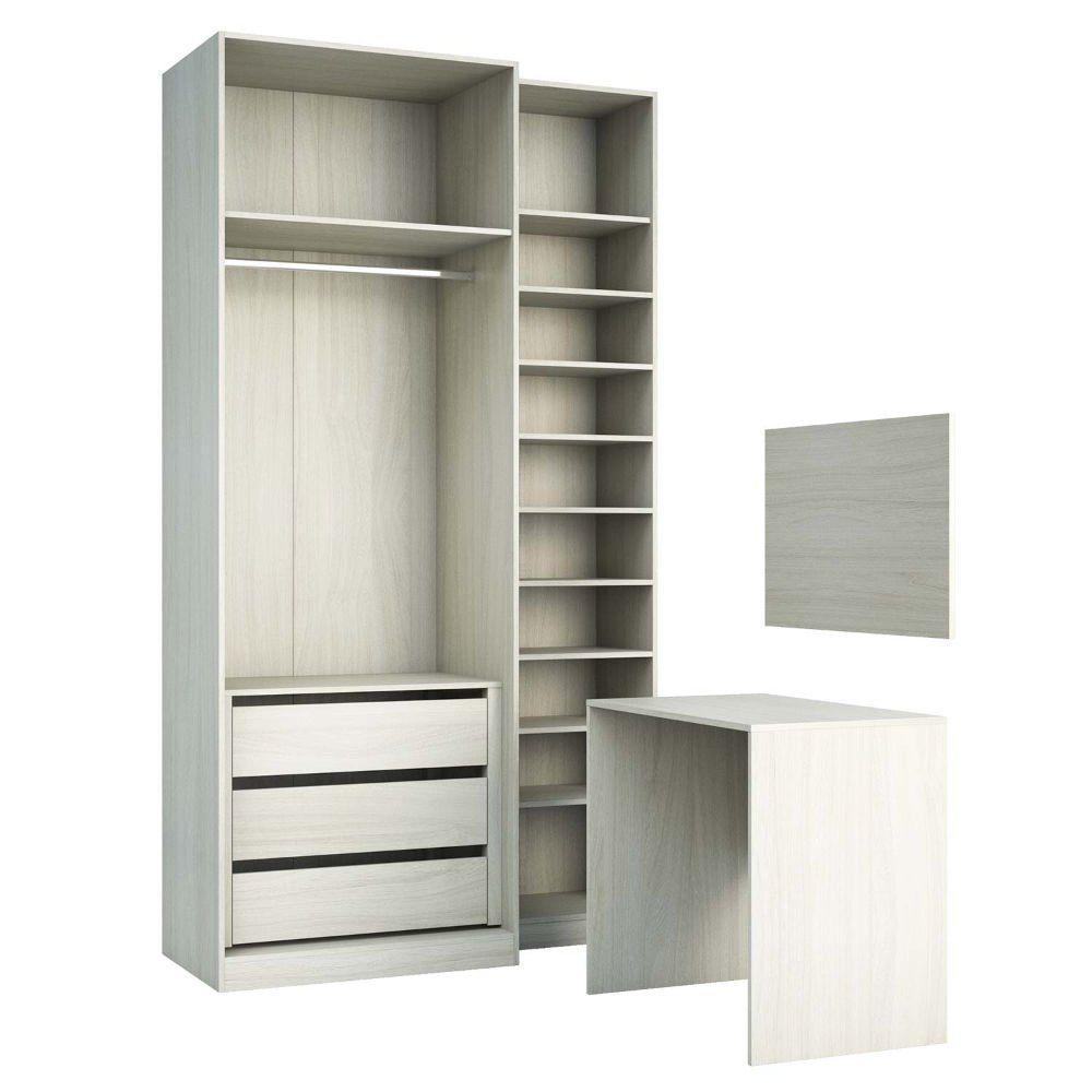 Guarda Roupa 3 Peças Com Escrivaninha, Sapateira, Crema - 6
