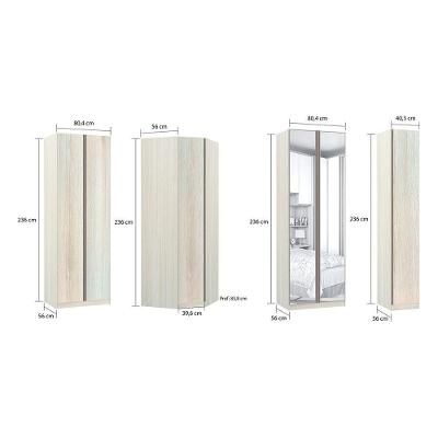 Guarda Roupa Casal de Canto 6 Portas 3 Gavetas com Espelho Legno Crema