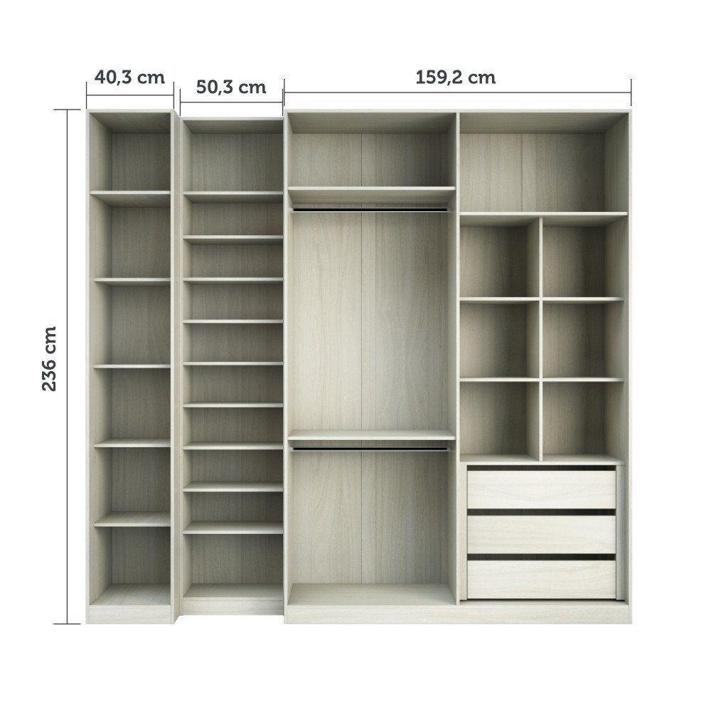 Guarda Roupa 3 Peças Com Sapateira, 3 Gavetas, Legno Crema - 4