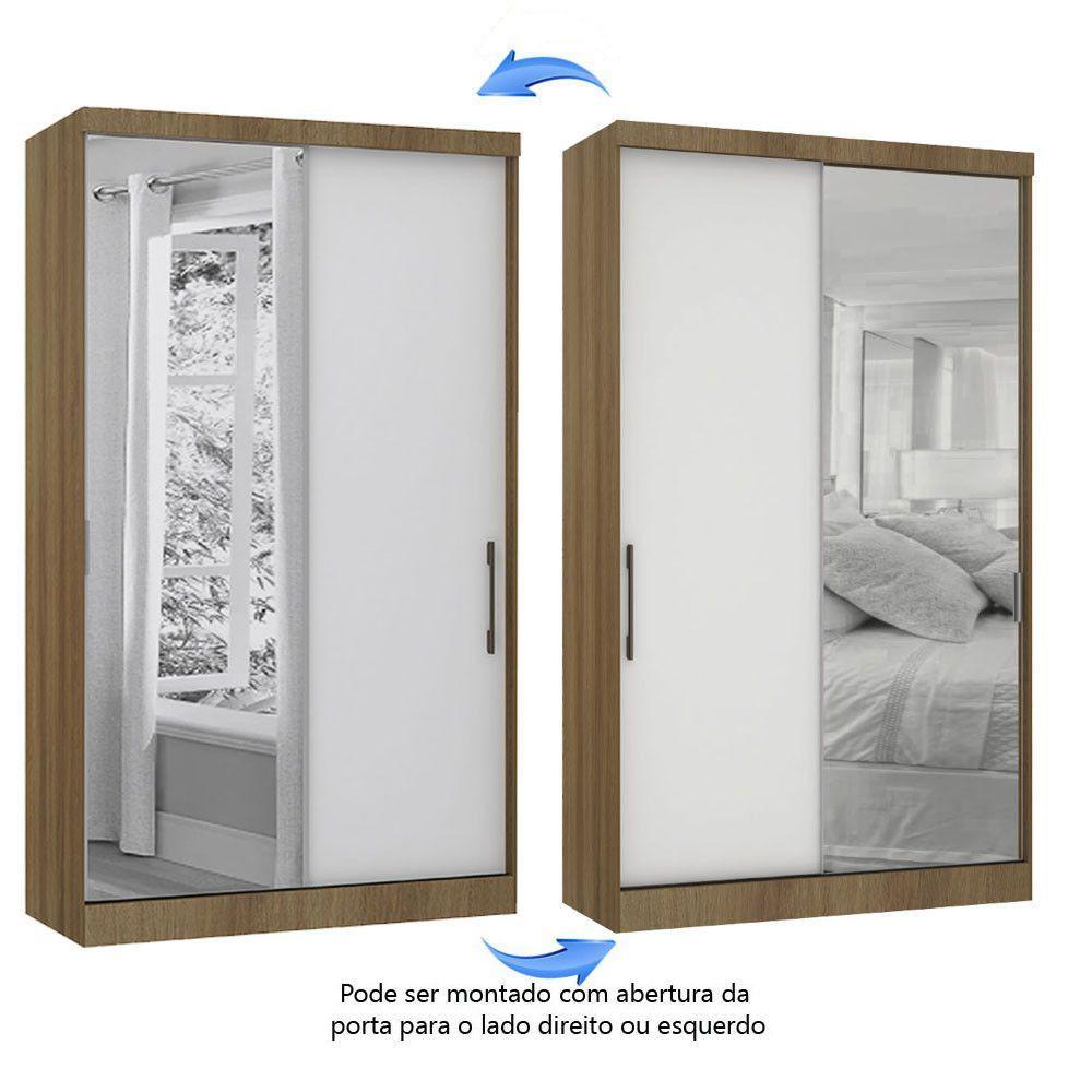 Guarda Roupa Modulado 134,50cm 2 Portas De Correr Com Espelho Paris Avelã Pf Com Branco Pf - 9