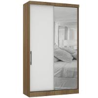 Guarda Roupa Modulado 134,50cm 2 Portas De Correr Com Espelho Paris Avelã Pf Com Branco Pf - 1