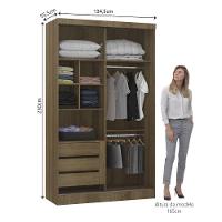 Guarda Roupa Modulado 134,50cm 2 Portas De Correr Com Espelho Paris Avelã Pf Com Branco Pf - 10