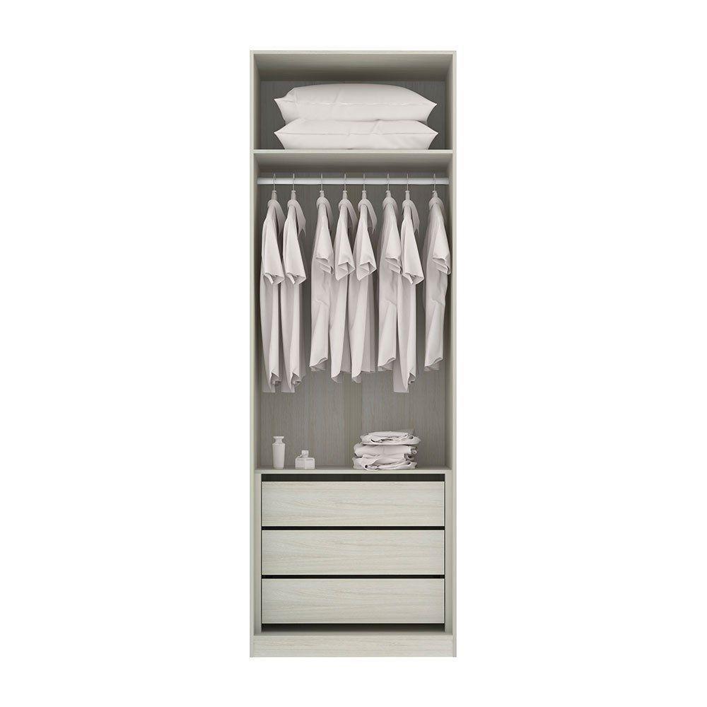 Guarda-roupa 2 Portas Com Espelho 80cm Legno Crema - 3