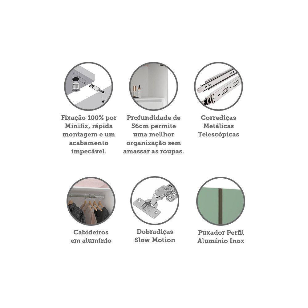 Guarda Roupa Modulado 2 Portas 80cm Branco Com Verde Jade - 3