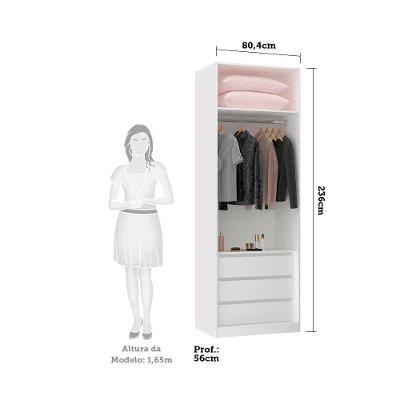 Guarda Roupa Modulado Prime 2 Portas 3 Gavetas Branco F.F. Verde Jade MDP