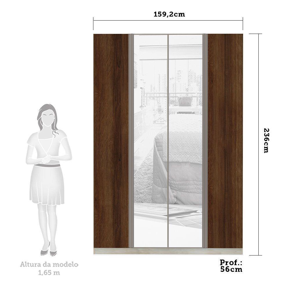 Guarda-roupa 4 Portas 160Cm Crema Com Nogueira Dourado - 2