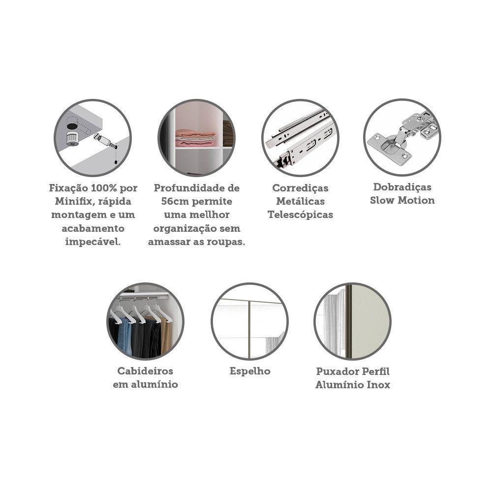 Guarda Roupa 4 Portas 159,2 Cm Branco Com Kashmir - 3