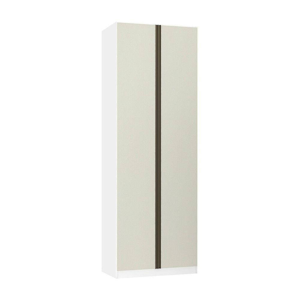 Guarda Roupa 2 Portas 2 Cabideiros 80cm Branco Com Kashmir - 1