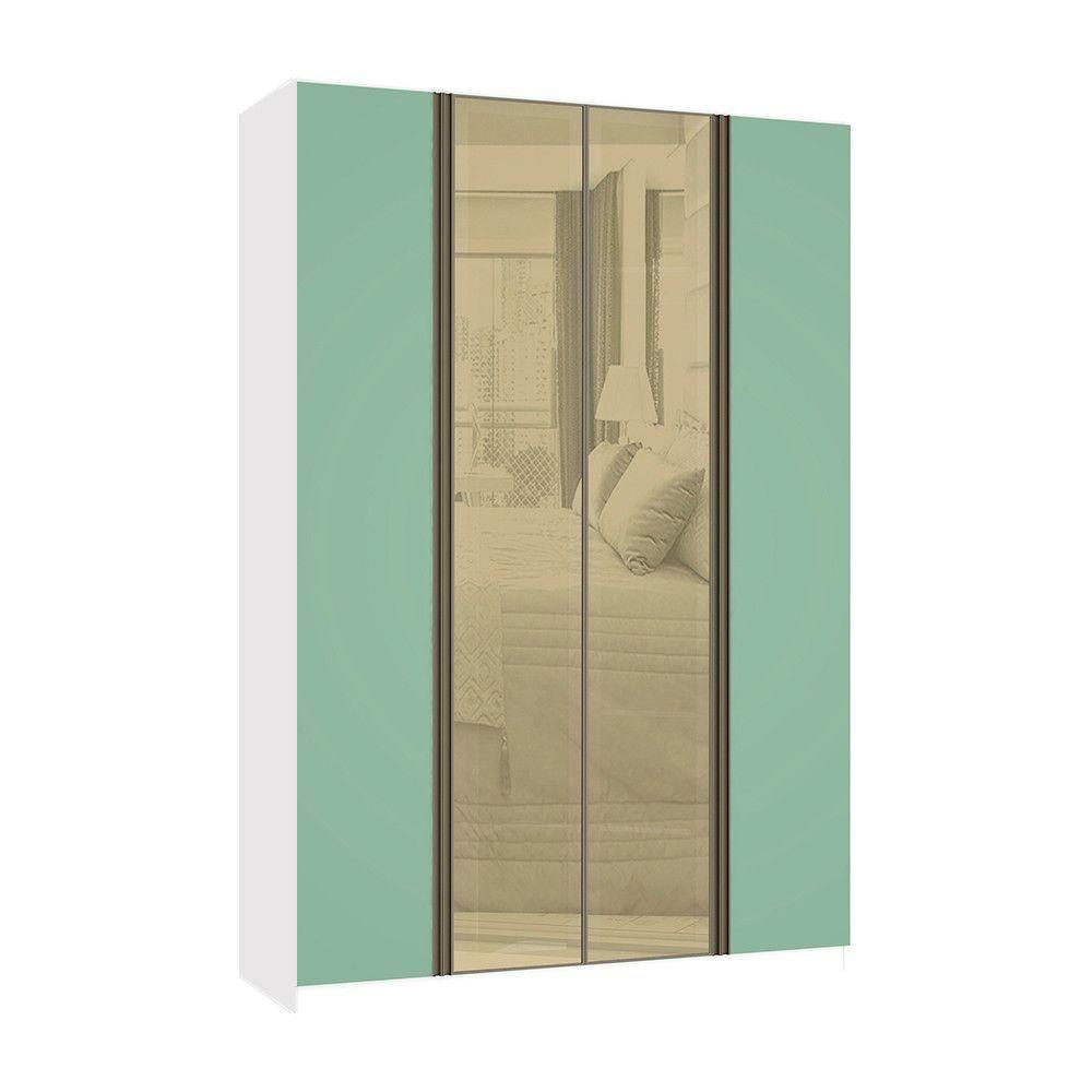 Guarda Roupa 4 Portas 159,2 Cm Bronze Branco Com Verde Jade - 1