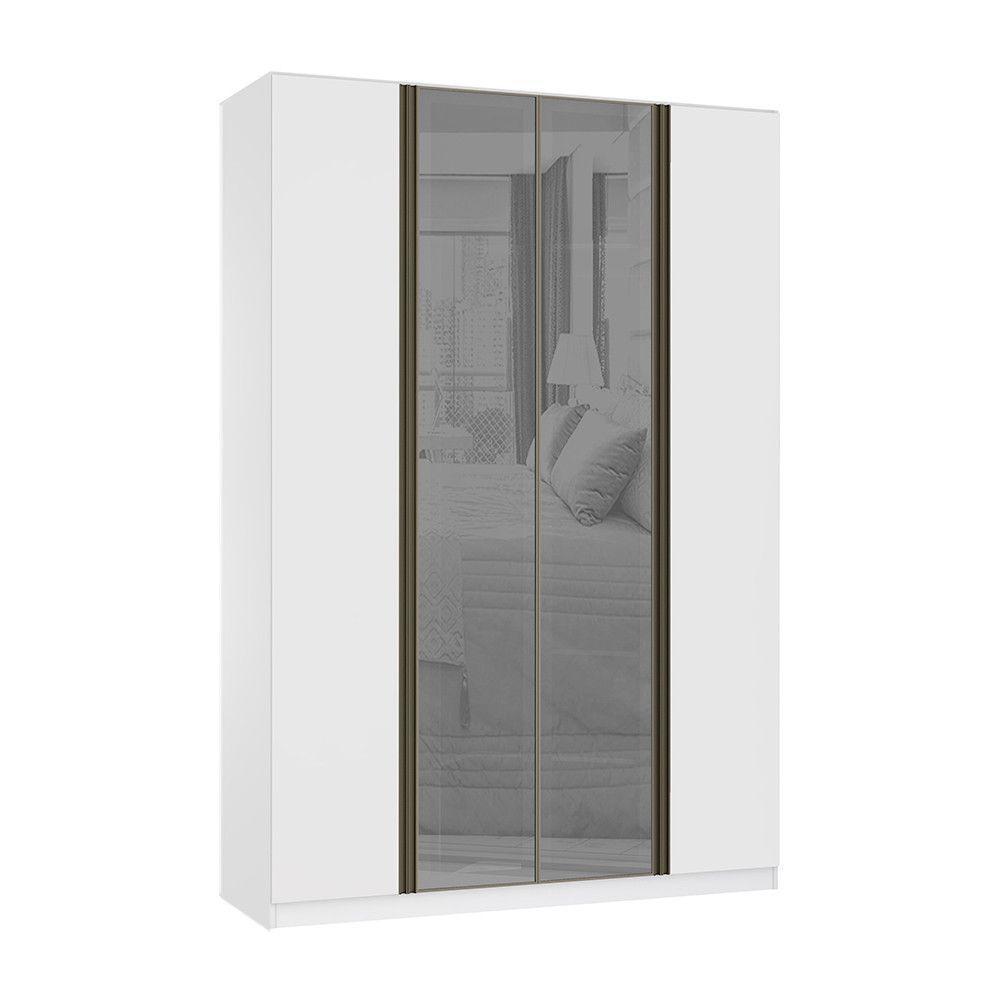 Guarda Roupa 4 Portas 159,2 Cm Prata Branco Com Branco Mat - 1
