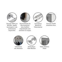 Guarda Roupa 4 Portas 159,2 Cm Prata Branco Com Branco Mat