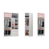 Guarda Roupa Canto 3 Gavetas, 5 Cabideiros Branco Branco - 10