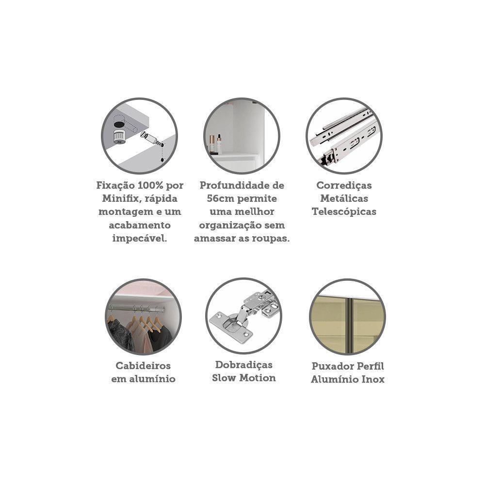 Guarda Roupa Modulado 2 Portas 80cm Bronze Branco Ff Bronze - 3