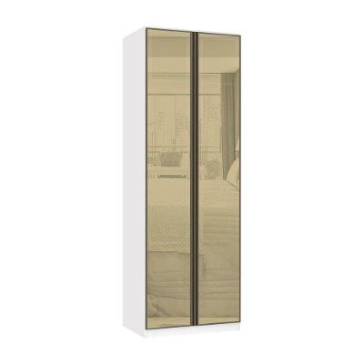 Guarda Roupa Modulado Prime 2 Portas Bater 3 Gavetas Branco F.F. Vidro Reflecta Bronze